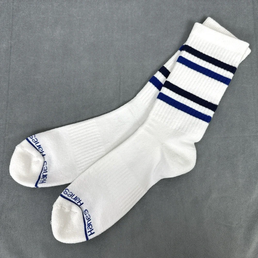 Vintage Hanes Tube Socks Blue Black Stripes NOS Athletic Retro Style 80s 90s